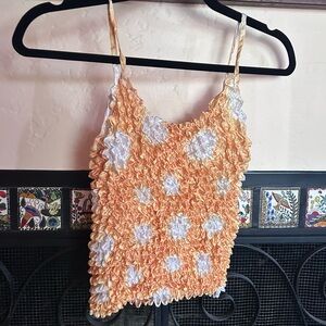 Orange and White Women's Top